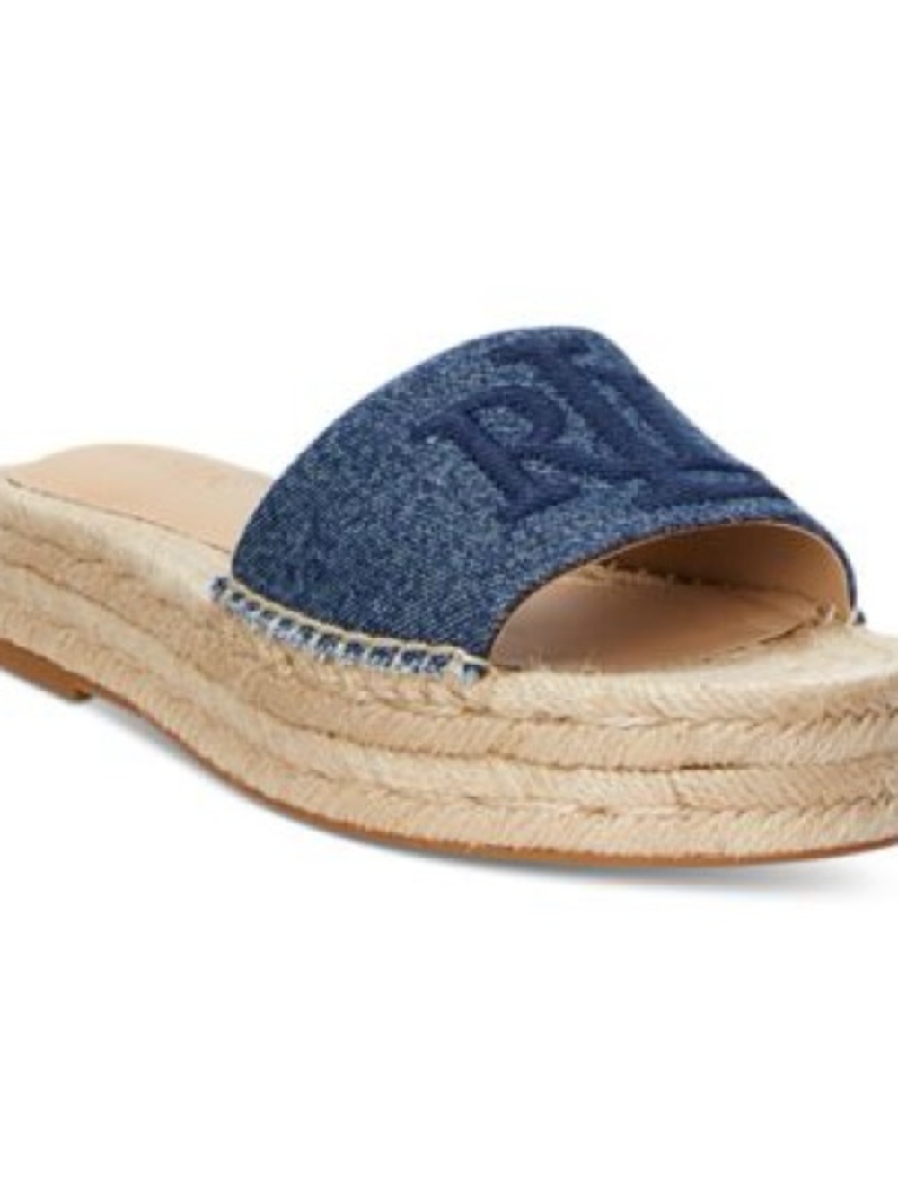 Ralph Lauren Blue Denim Espadrille Slide Sandal- Women